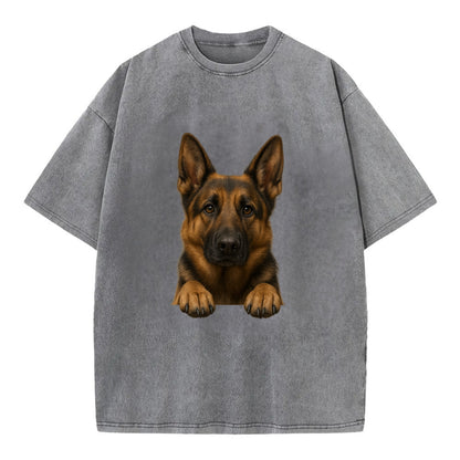 German Shepherd  - Vintage T-shirt - Grey