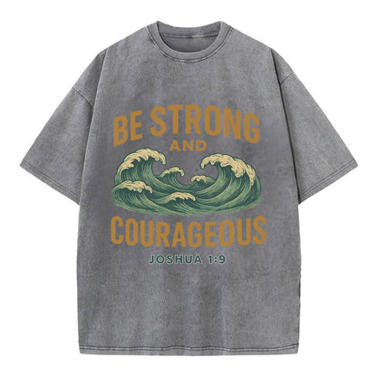 Joshua 1:9 Ocean - Vintage T-shirt - Grey