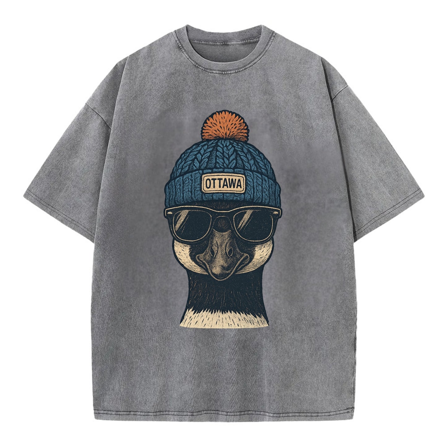 Ottawa Canadian Goose wearing Ottawa bea - Vintage T-shirt - Grey