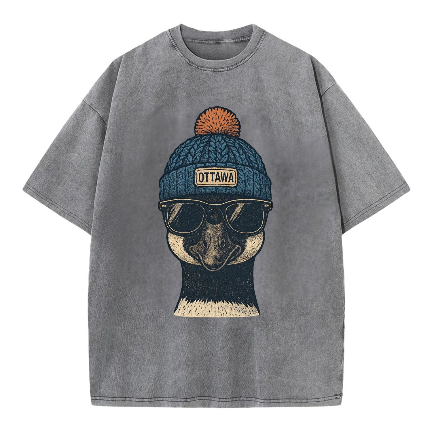 Ottawa Canadian Goose wearing Ottawa bea - Vintage T-shirt - Grey