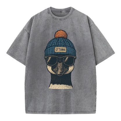 Ottawa Canadian Goose wearing Ottawa bea - Vintage T-shirt - Grey