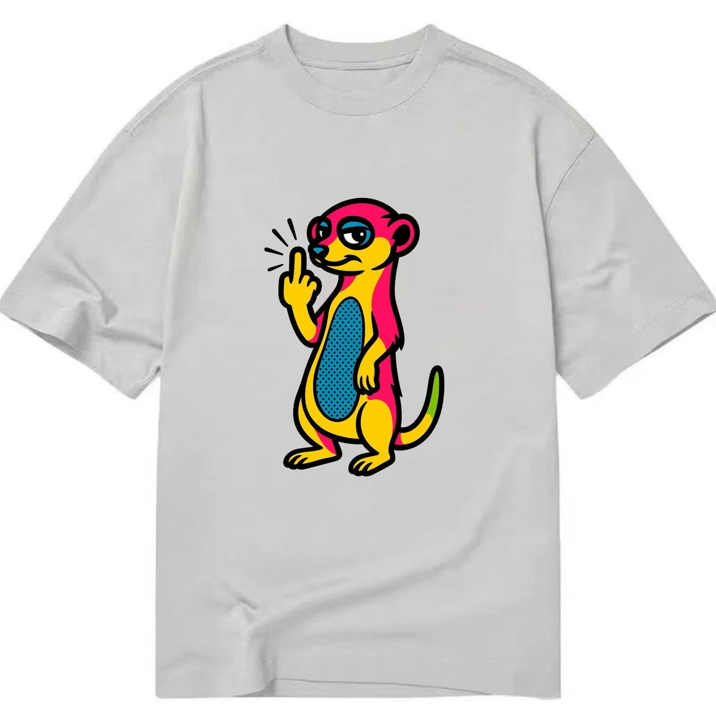cute meerkat standing guard on hind legs, one front paw raised in sassy salute - Classic T-shirt - Grey