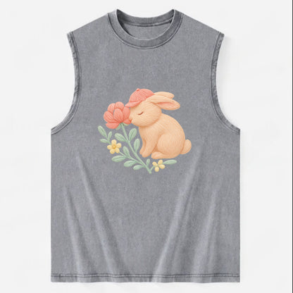 Peach Bunny - Vintage Washed Tank - Grey