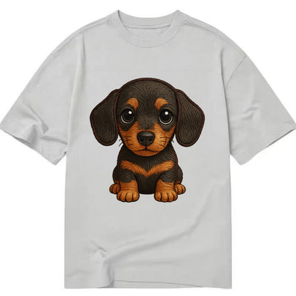 Baby Dachshund Puppy - long body, short legs, floppy ears, curious eyes, - Classic T-shirt - Grey