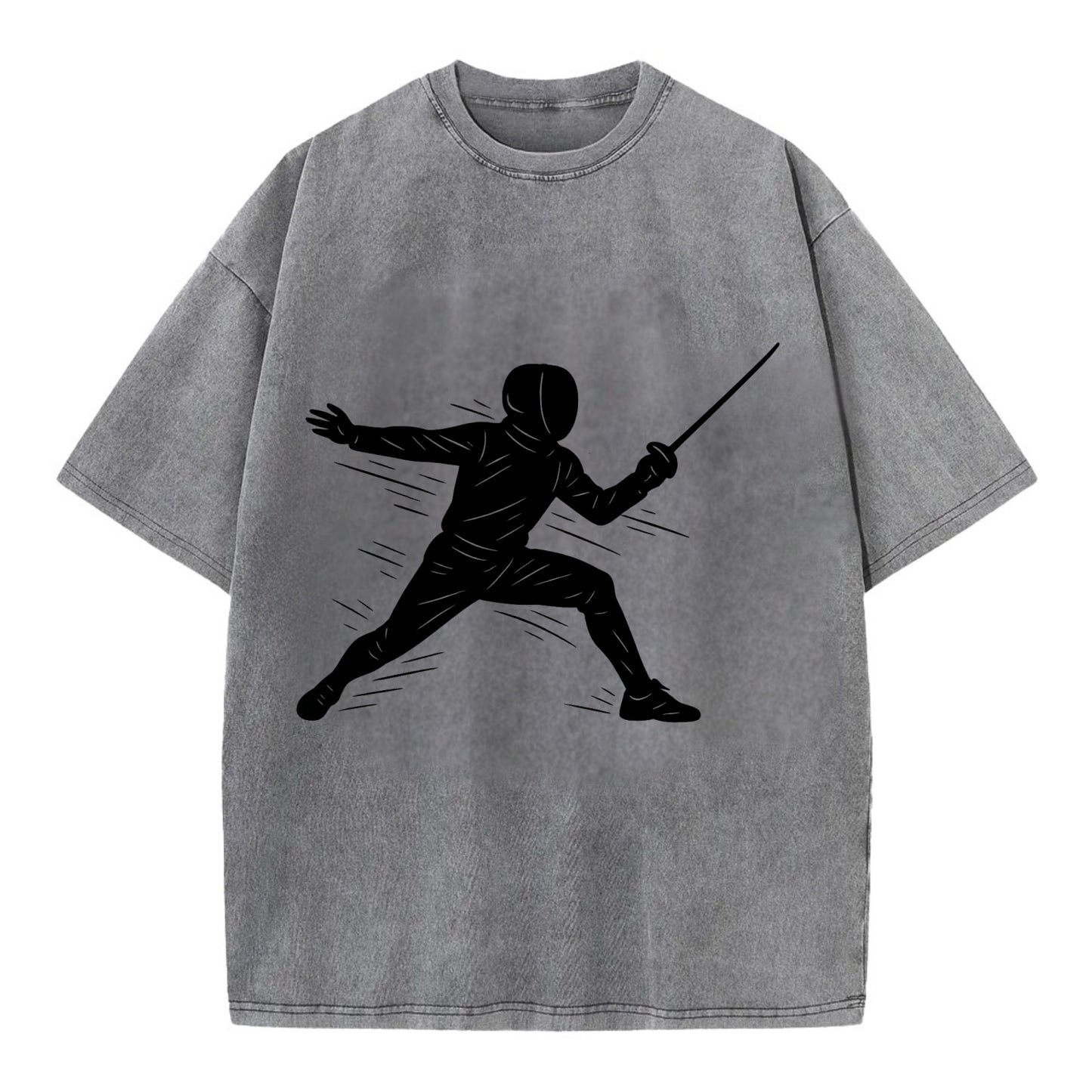 Fencer lunging attack position - Vintage T-shirt - Grey