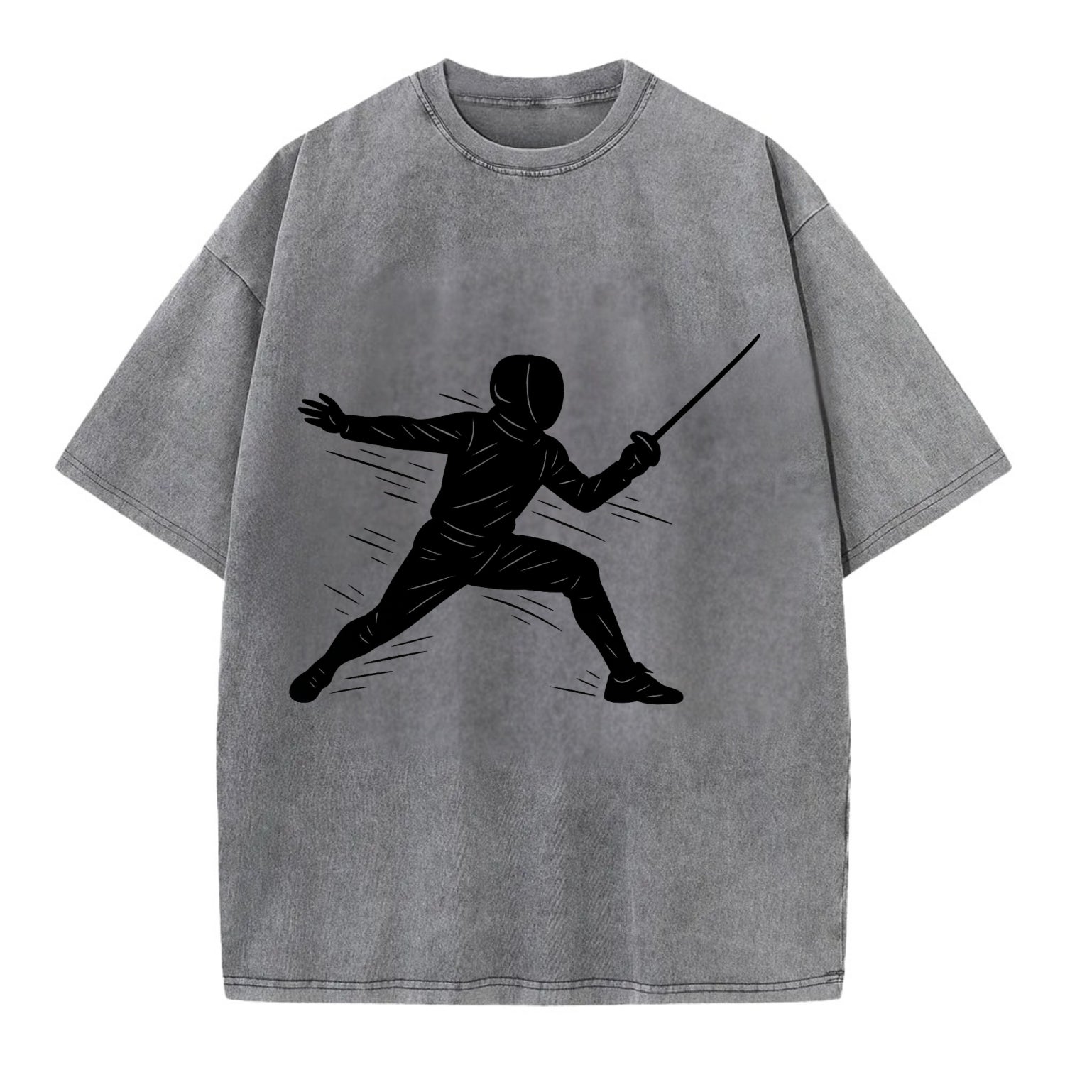 Fencer lunging attack position - Vintage T-shirt - Grey