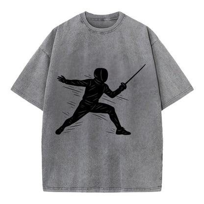 Fencer lunging attack position - Vintage T-shirt - Grey