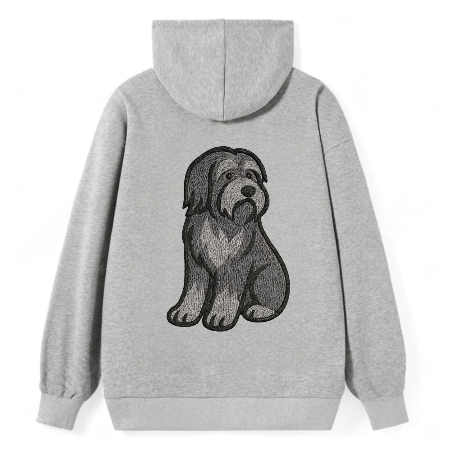 Bearded Collie - Gray shaggy coat embroidered pose - Classic Pullover Hoodie - Grey