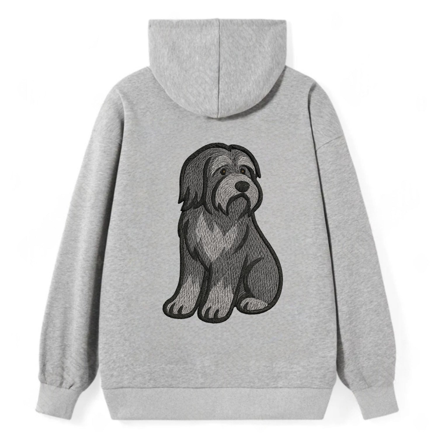 Bearded Collie - Gray shaggy coat embroidered pose - Classic Pullover Hoodie - Grey