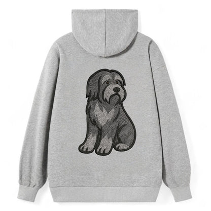 Bearded Collie - Gray shaggy coat embroidered pose - Classic Pullover Hoodie - Grey