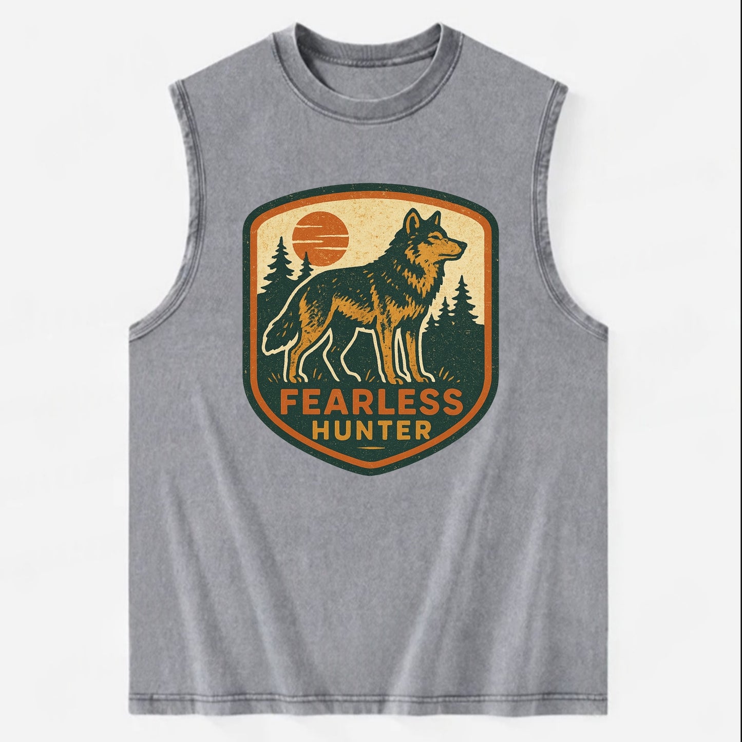 Fearless Hunter  - Vintage Washed Tank - Grey