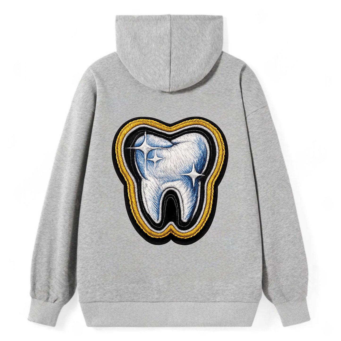 DENTAL TOOTH - molar with sparkle in white and blue , dentist - Classic Pullover Hoodie - Grey