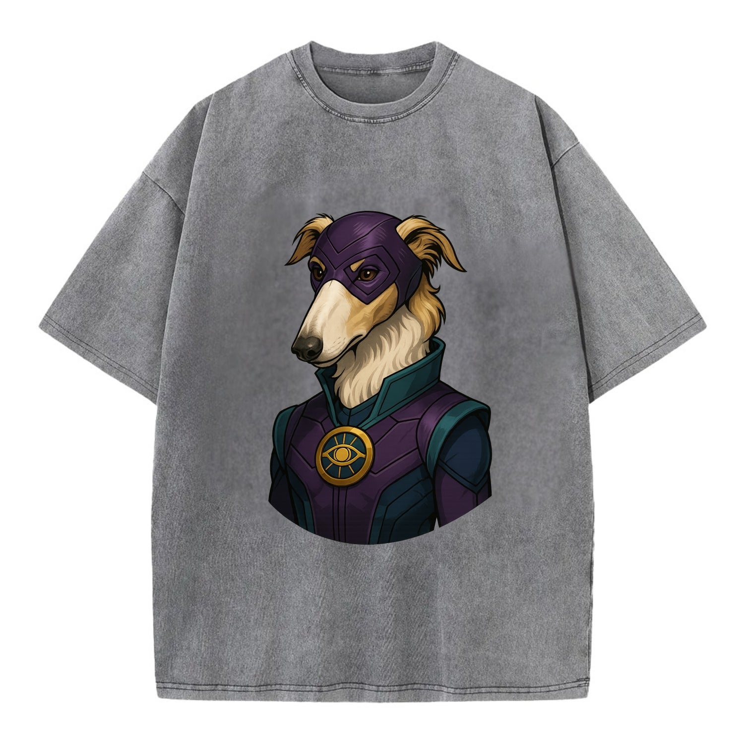 Borzoi Mystic Hero  - Vintage T-shirt - Grey