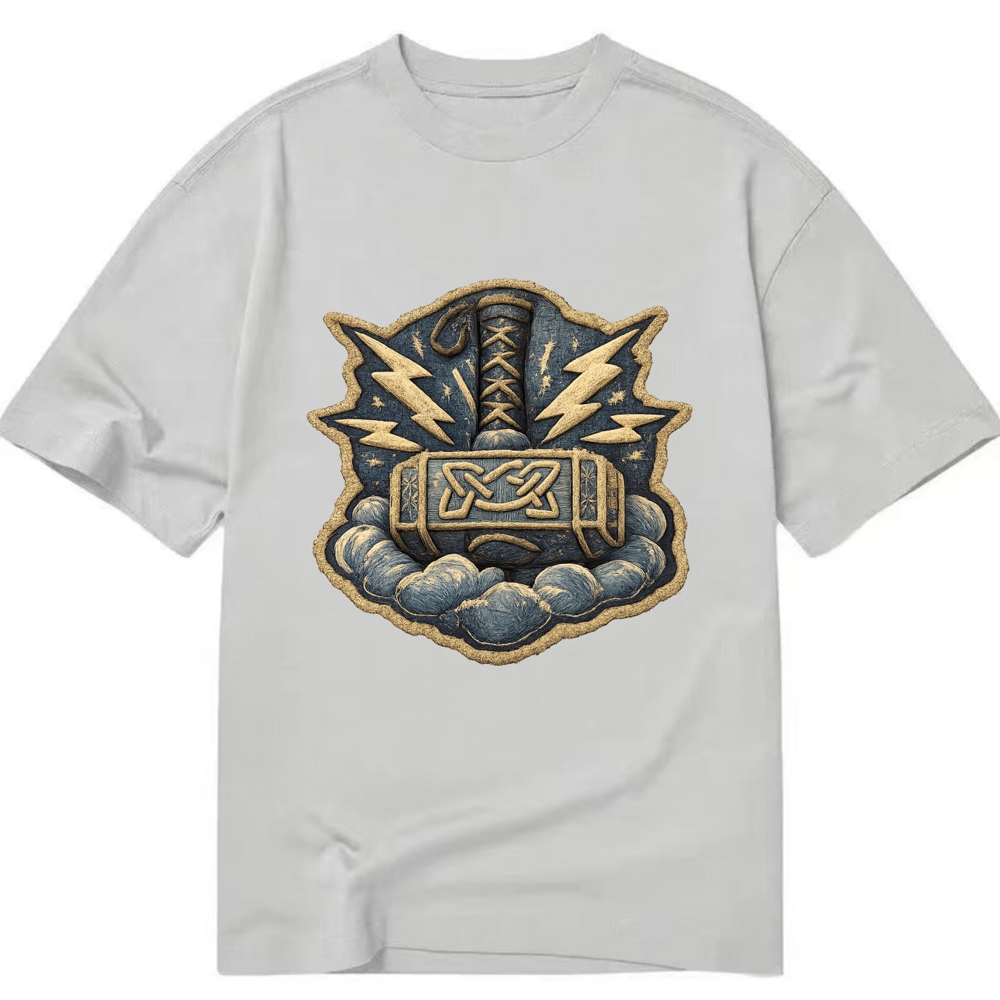 THOR HAMMER MJOLNIR - mighty hammer in silver and blue , thunder god - Classic T-shirt - Grey