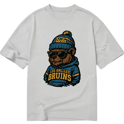 Los Angeles Bruin wearing UCLA beanie with script patch - Classic T-shirt - Grey