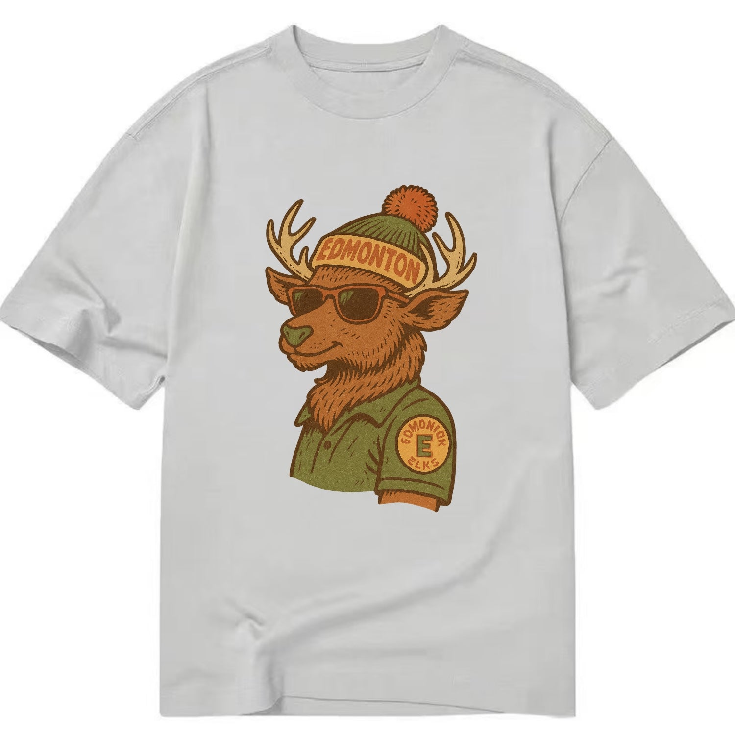 Edmonton Elk wearing Edmonton beanie wit - Classic T-shirt - Grey