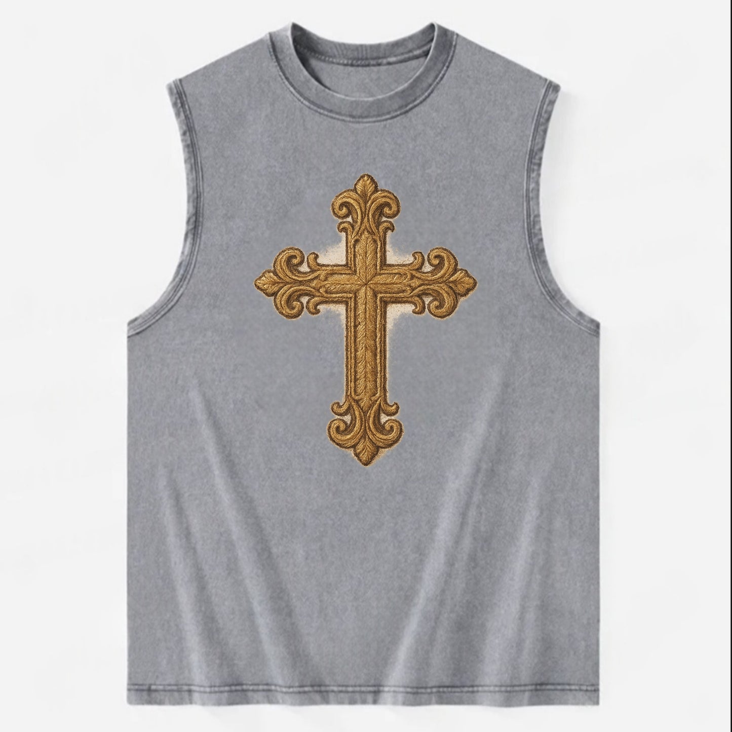 Baroque Cross  - Vintage Washed Tank - Grey