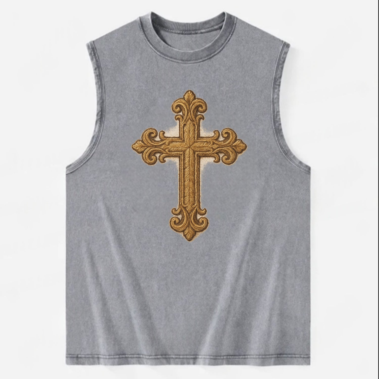 Baroque Cross  - Vintage Washed Tank - Grey