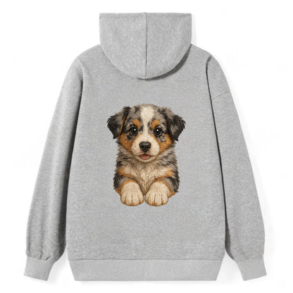 Baby Australian Shepherd Puppy - merle coat, bright eyes, fluffy, - Classic Pullover Hoodie - Grey