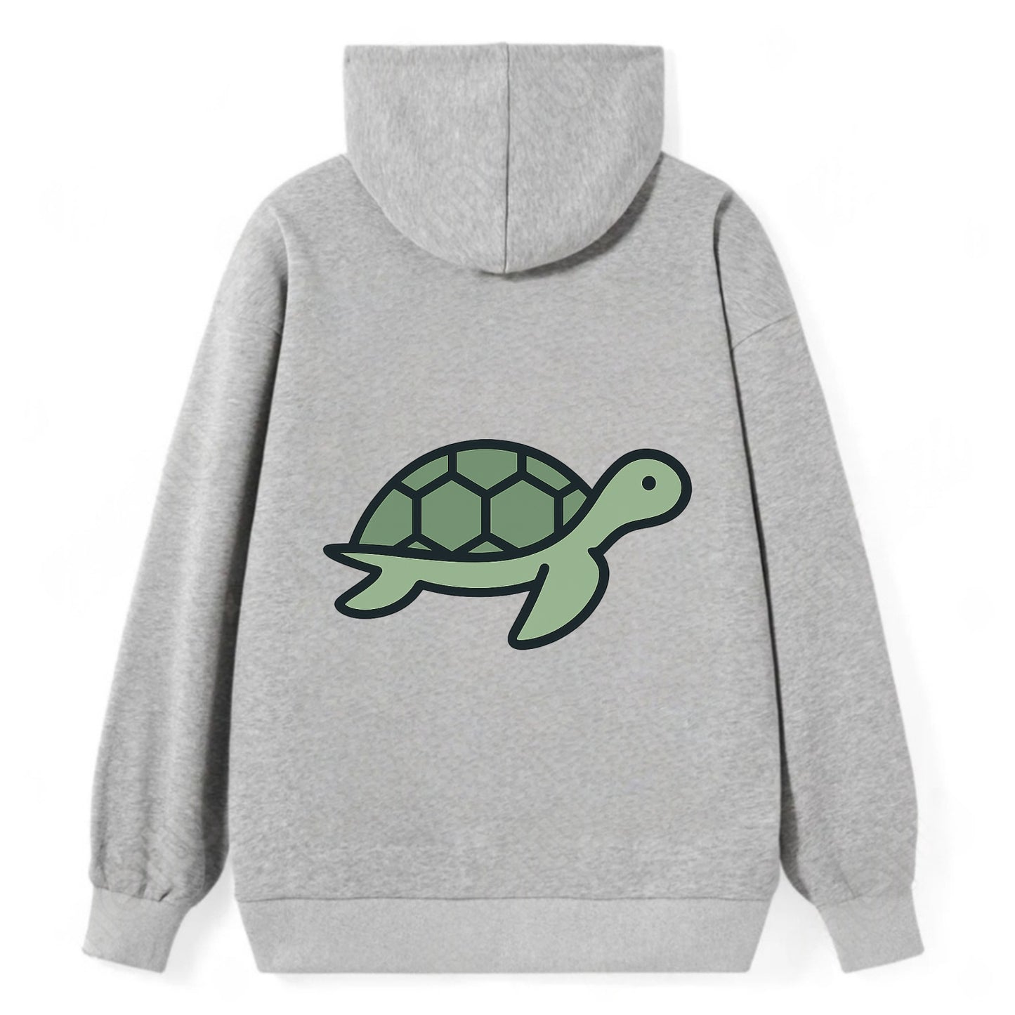 Sea Turtle - Green with shell pattern flat side profile - Classic Pullover Hoodie - Grey