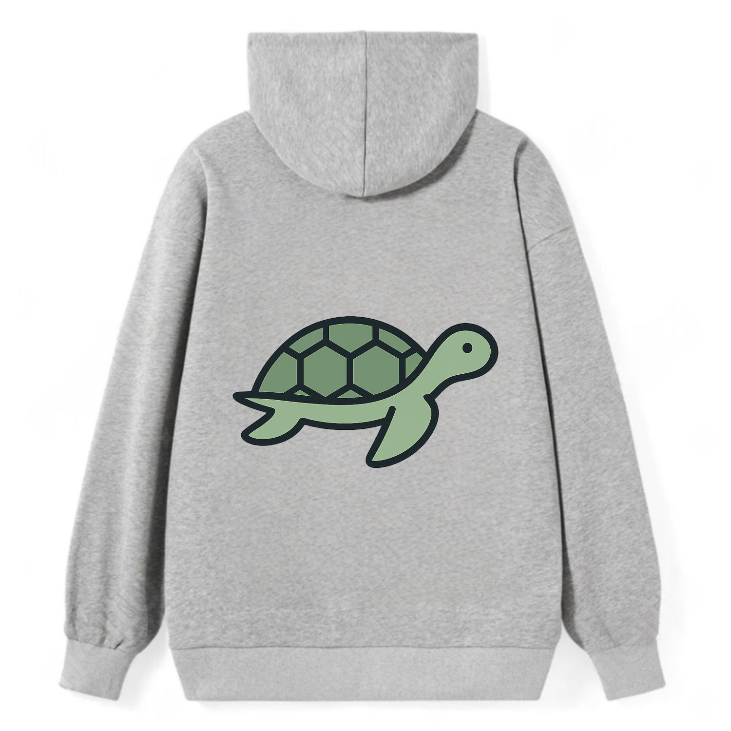 Sea Turtle - Green with shell pattern flat side profile - Classic Pullover Hoodie - Grey