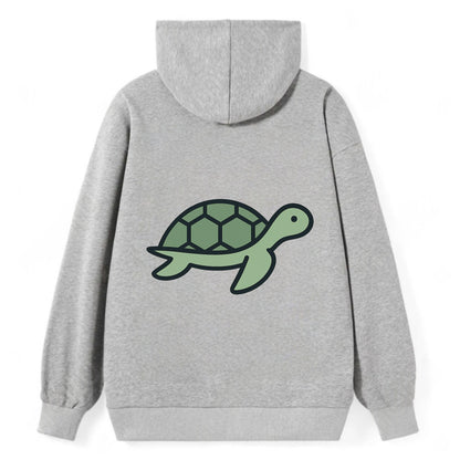 Sea Turtle - Green with shell pattern flat side profile - Classic Pullover Hoodie - Grey