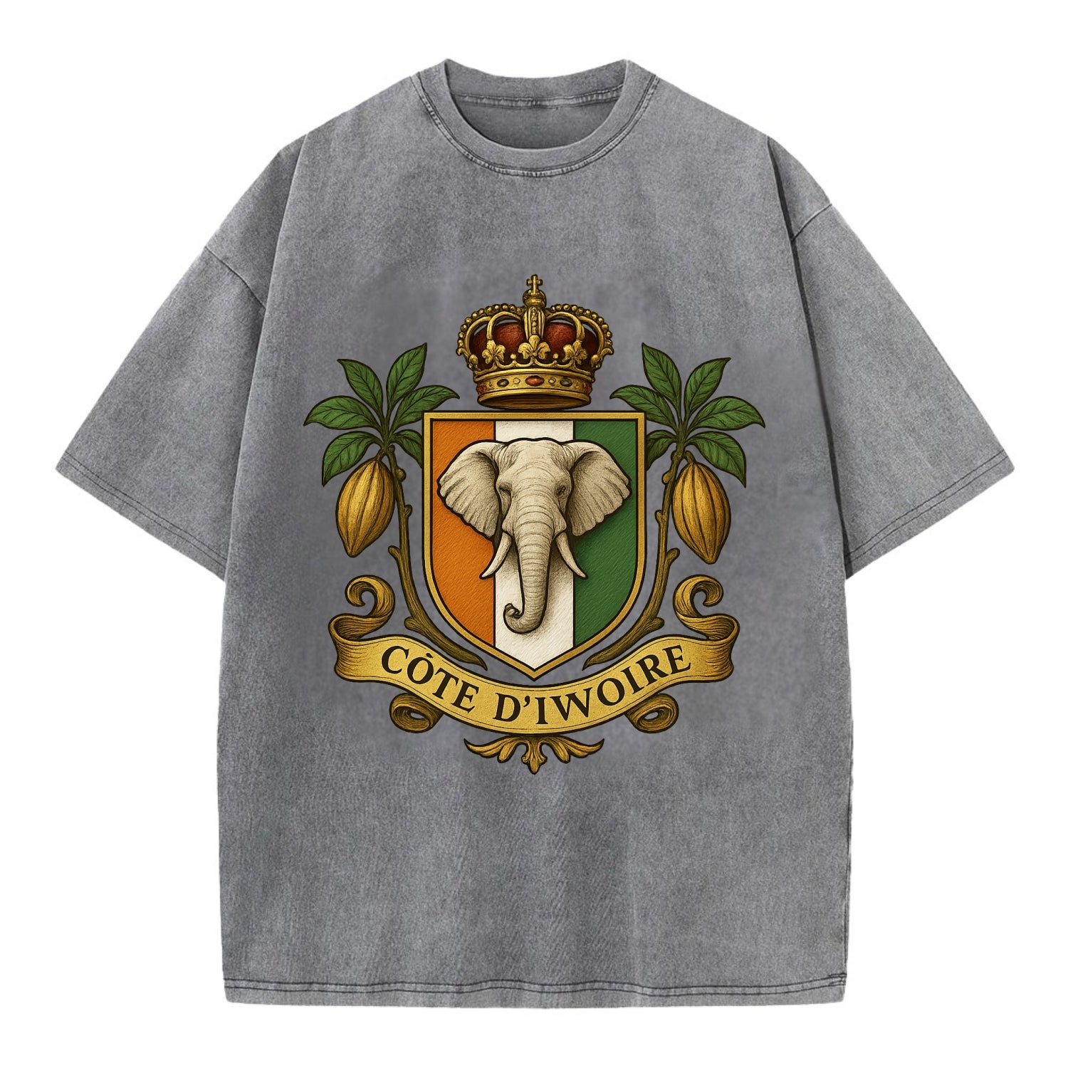 Ivory Coast Royal Logo  - Vintage T-shirt - Grey
