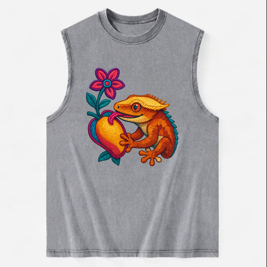Crested Gecko - Vintage Washed Tank - Grey