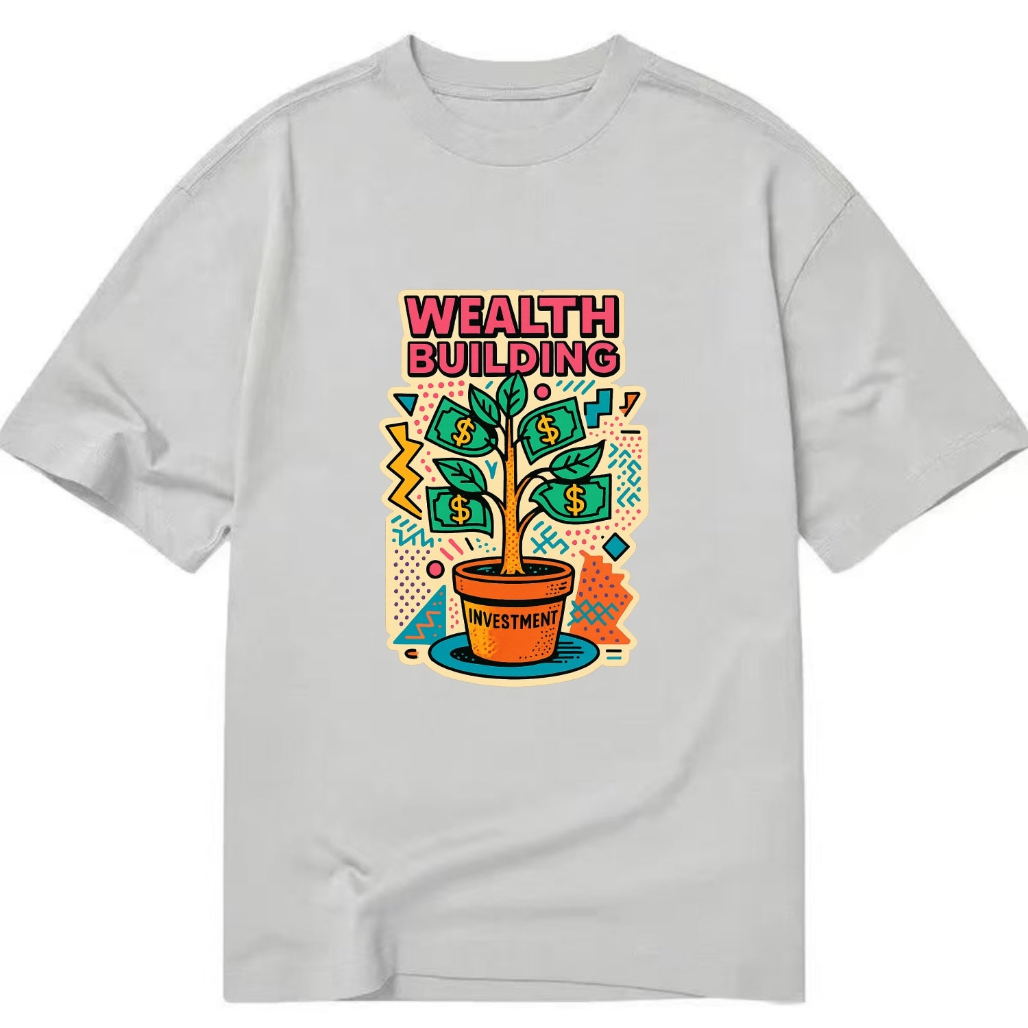 Money tree growing from investment pot - financial independence journey, wealth - Classic T-shirt - Grey