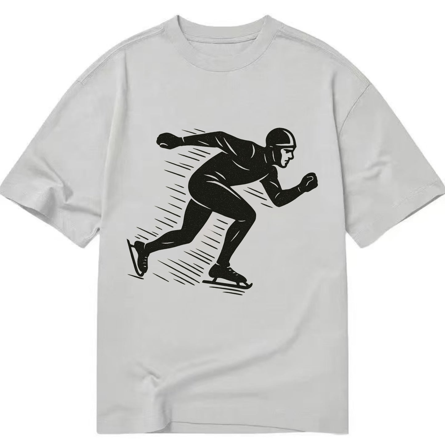Speed skater in racing crouch - Classic T-shirt - Grey
