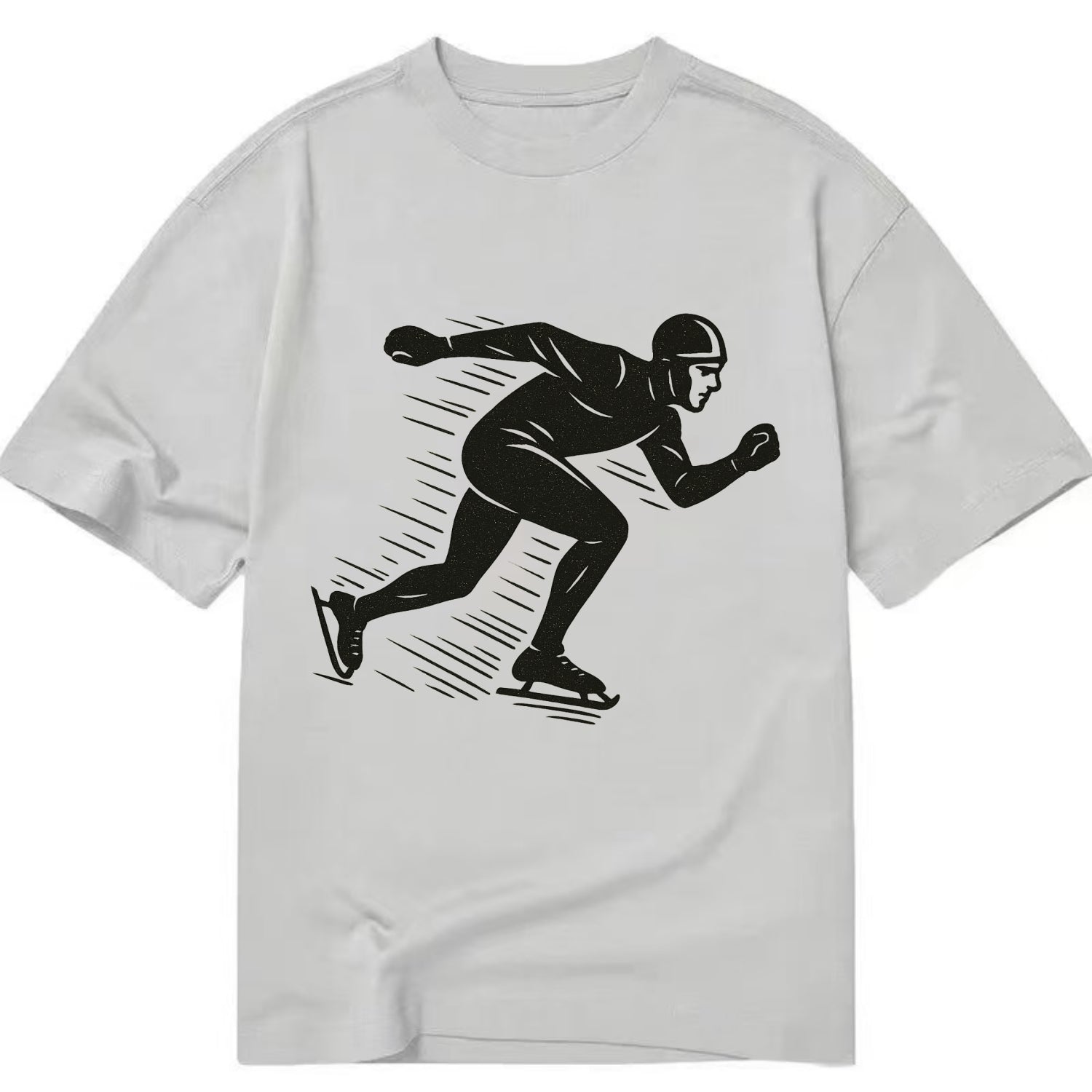 Speed skater in racing crouch - Classic T-shirt - Grey