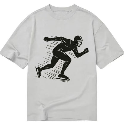 Speed skater in racing crouch - Classic T-shirt - Grey