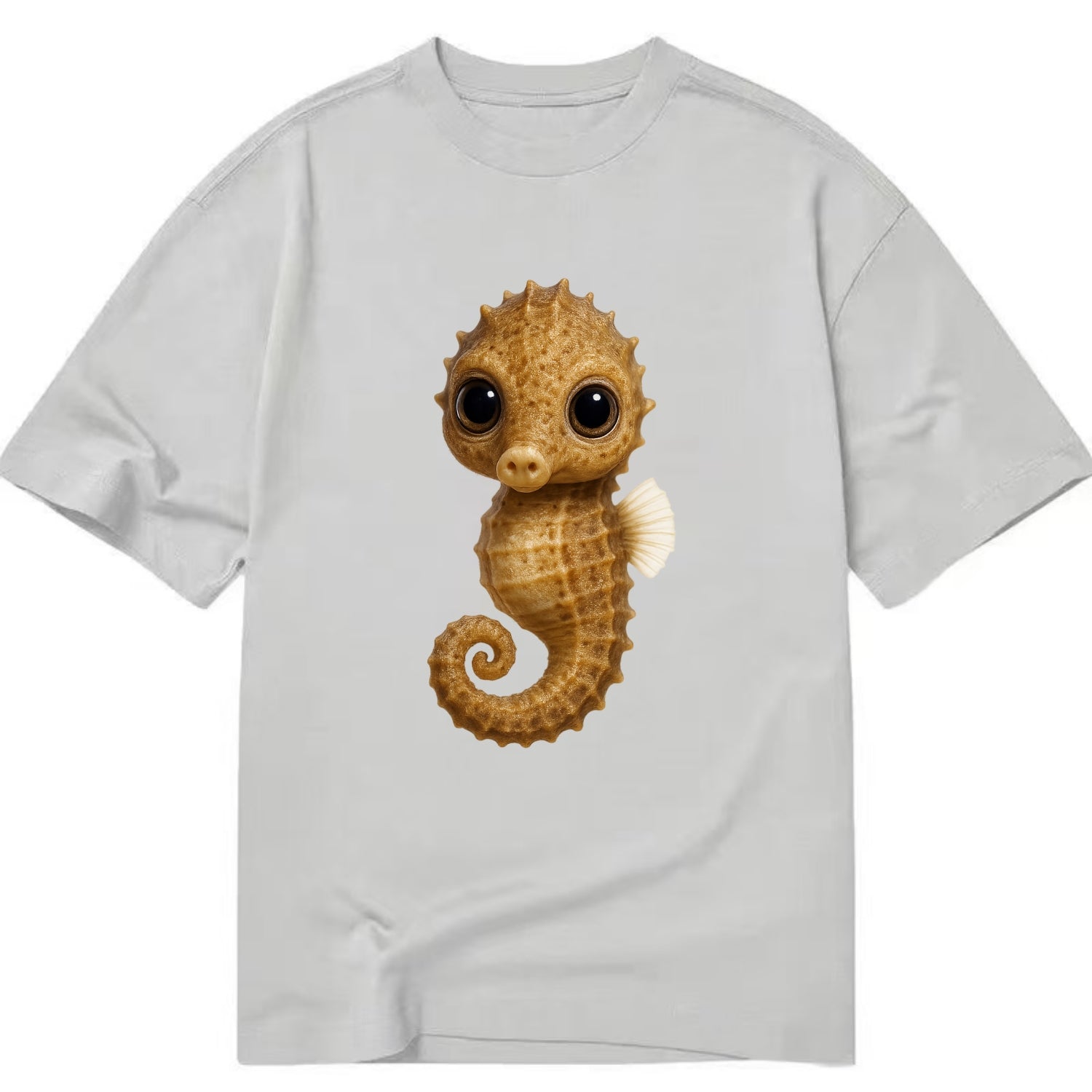 Baby Seahorse - curled tail, snout, large eyes, front-facing, delicate and cute - Classic T-shirt - Grey