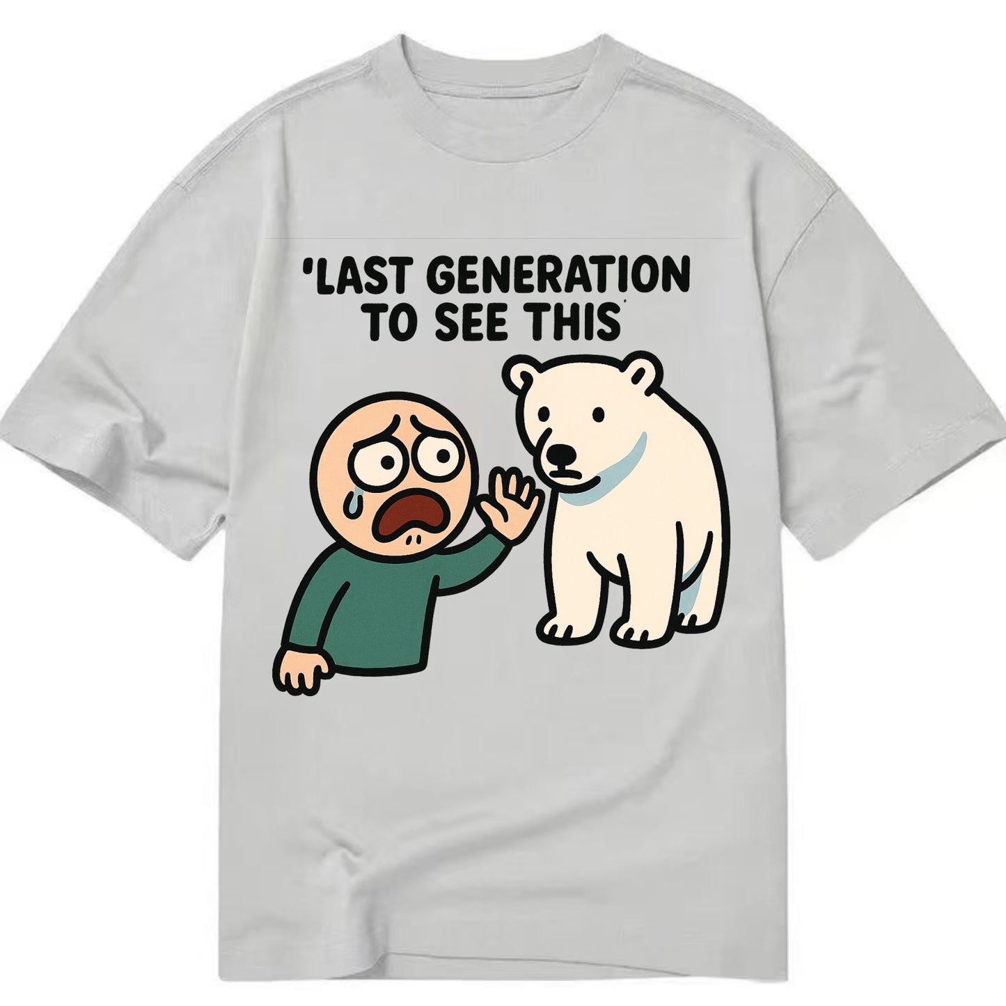 Person waving goodbye to polar bear - "Last generation to see this" - extinction - Classic T-shirt - Grey