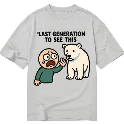 Person waving goodbye to polar bear - "Last generation to see this" - extinction - Classic T-shirt - Grey