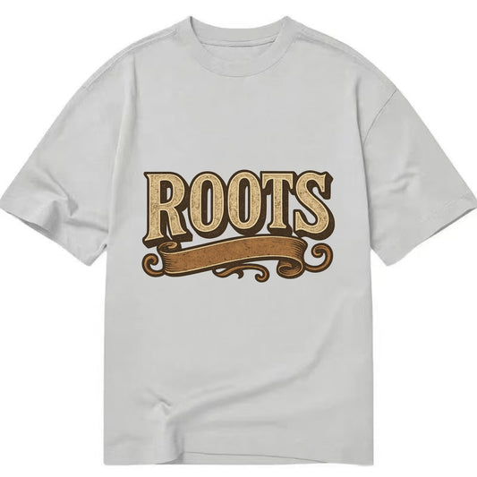 Bold typography design - "ROOTS" - where you come from, heritage - Classic T-shirt - Grey
