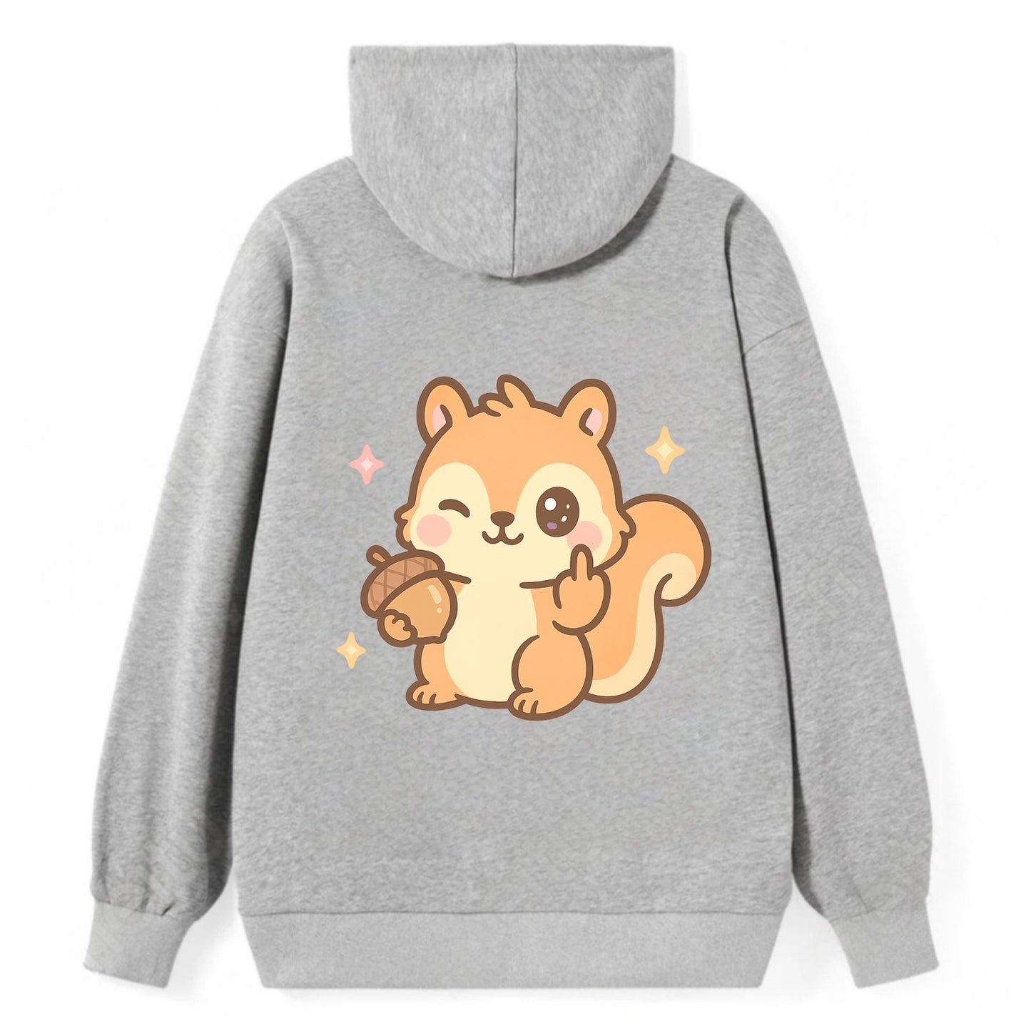sweet squirrel holding acorn in one paw, flipping off with the other - Classic Pullover Hoodie - Grey