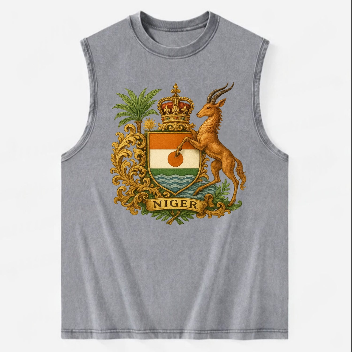Niger Heritage Badge  - Vintage Washed Tank - Grey