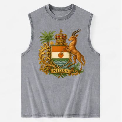 Niger Heritage Badge  - Vintage Washed Tank - Grey
