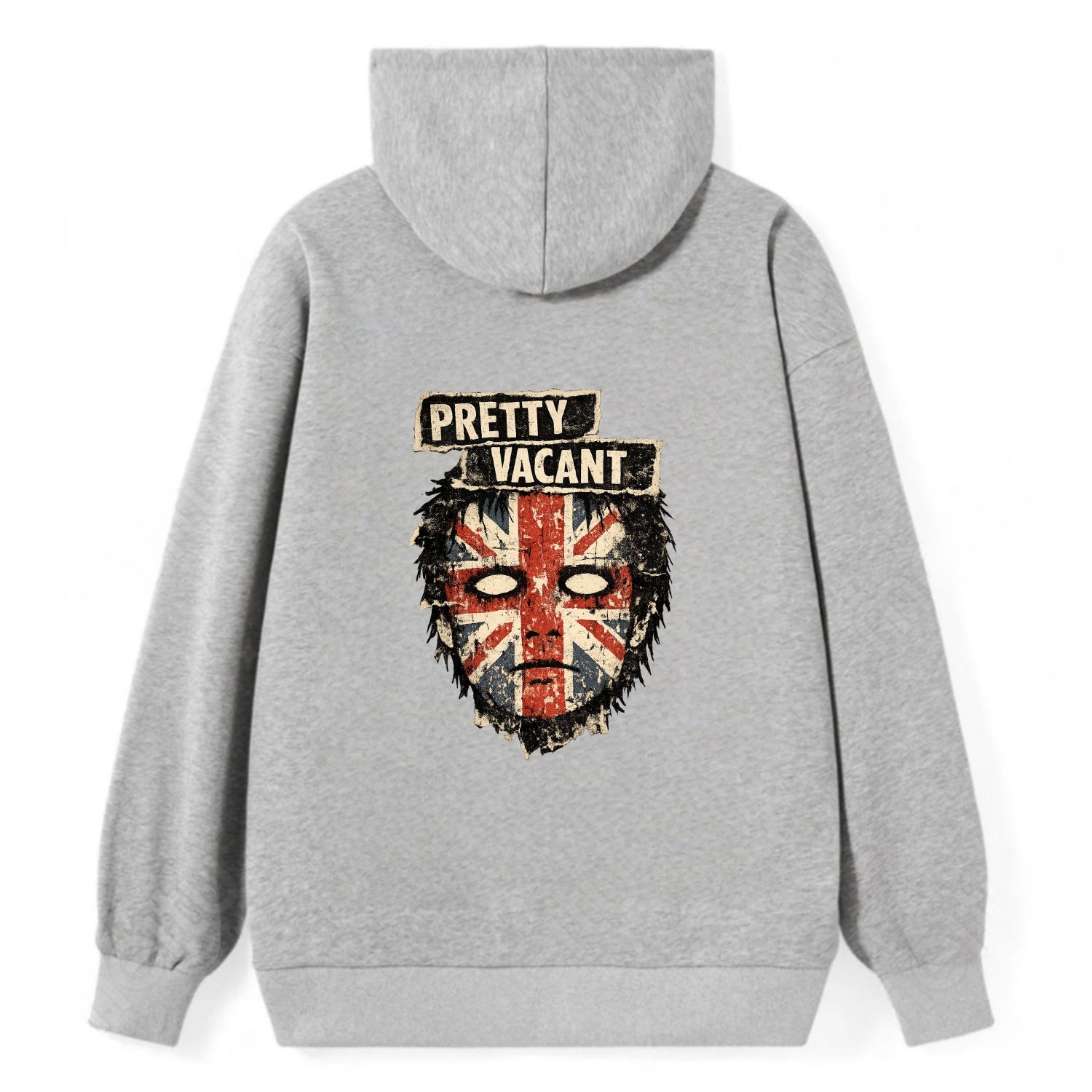 PRETTY VACANT | Blank stare Union Jack face | Empty expression | Punk - Classic Pullover Hoodie - Grey