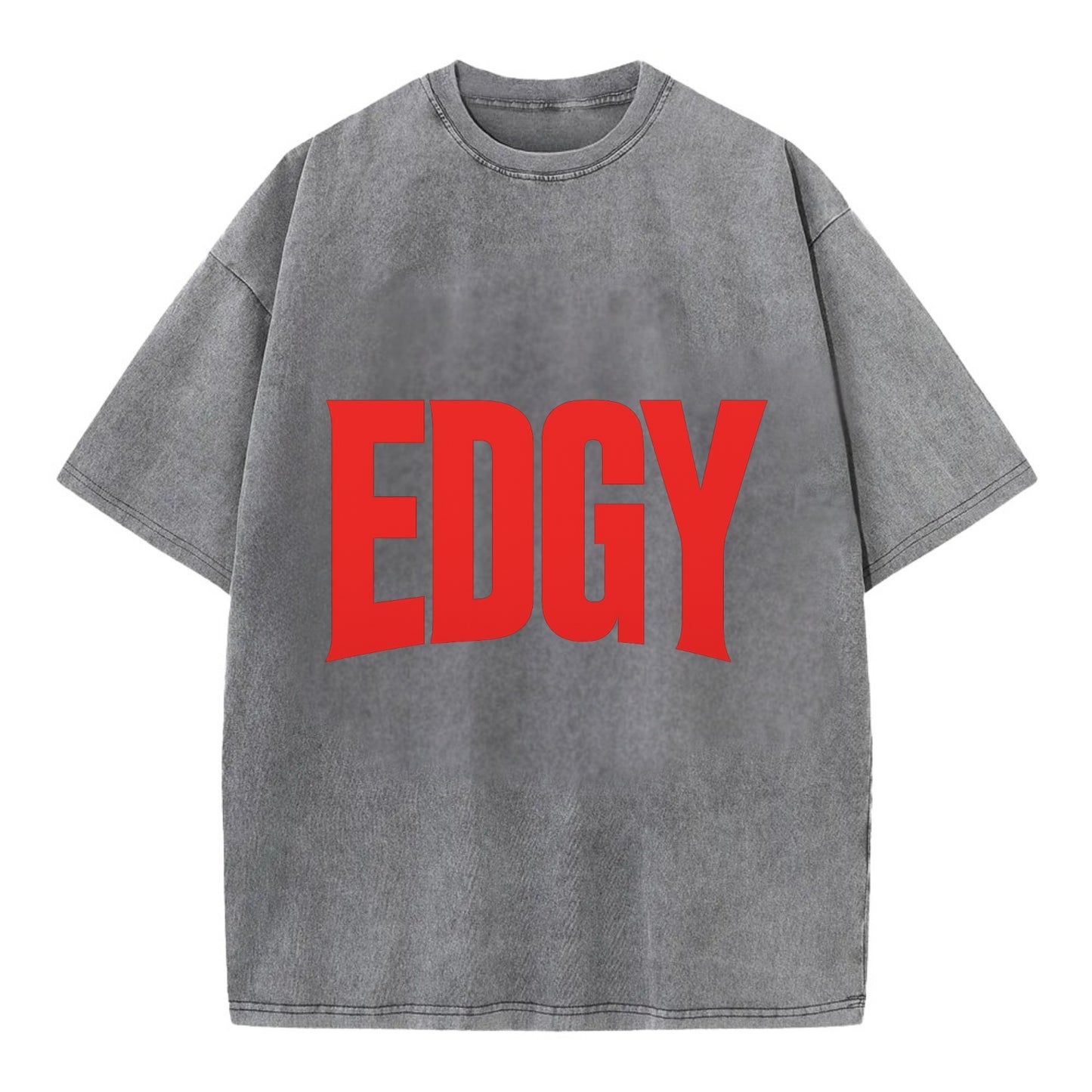 Bold typography design - "EDGY" - pushing boundaries, unconventional - Vintage T-shirt - Grey