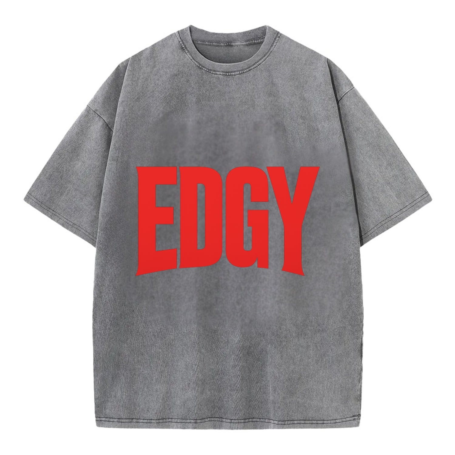 Bold typography design - "EDGY" - pushing boundaries, unconventional - Vintage T-shirt - Grey