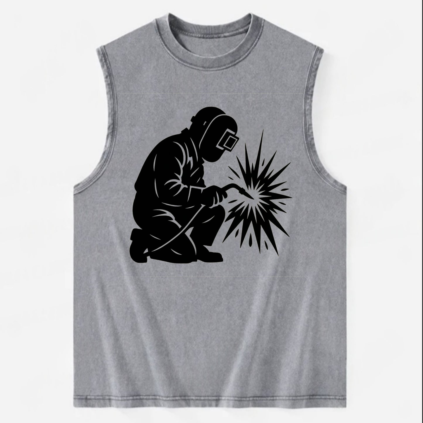 Welder sparks flying dramatically - Vintage Washed Tank - Grey