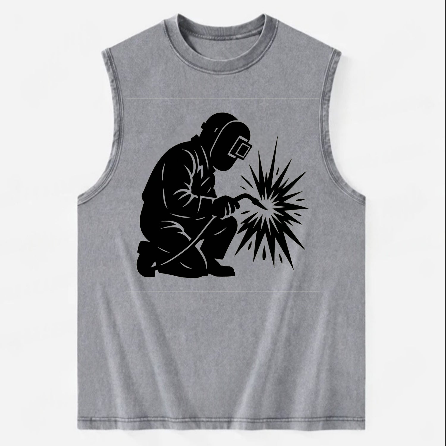 Welder sparks flying dramatically - Vintage Washed Tank - Grey