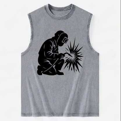 Welder sparks flying dramatically - Vintage Washed Tank - Grey