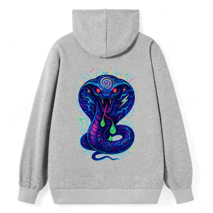 Mesmerizing cobra with hypnotic spiral patterns in the hood, scales that - Classic Pullover Hoodie - Grey