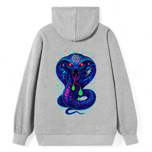 Mesmerizing cobra with hypnotic spiral patterns in the hood, scales that - Classic Pullover Hoodie - Grey