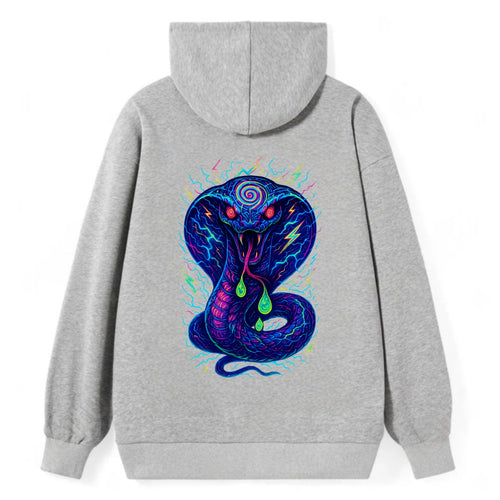 Mesmerizing cobra with hypnotic spiral patterns in the hood, scales that - Classic Pullover Hoodie