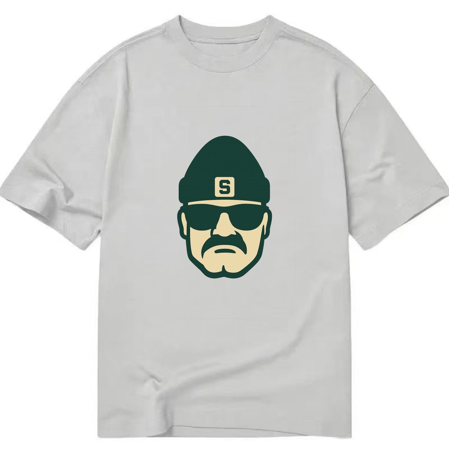 East Lansing Spartan wearing Michigan State beanie with S patch - Classic T-shirt - Grey