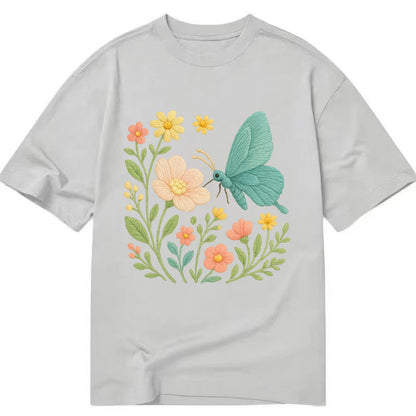 Mint Night Butterfly - Classic T-shirt - Grey